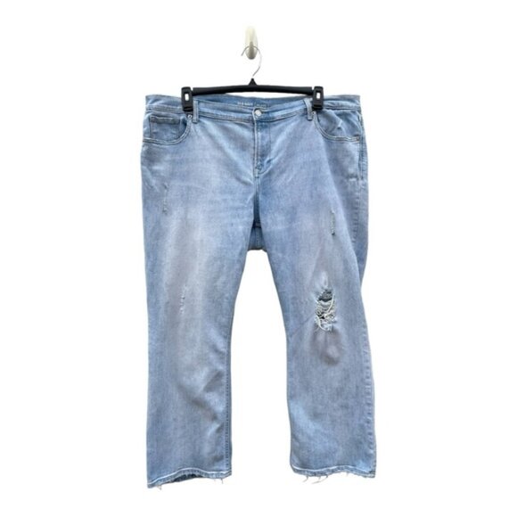 Old Navy Mid Rise Distressed Crop Flare Jeans Light Wash Sz 18 - Picture 9 of 10